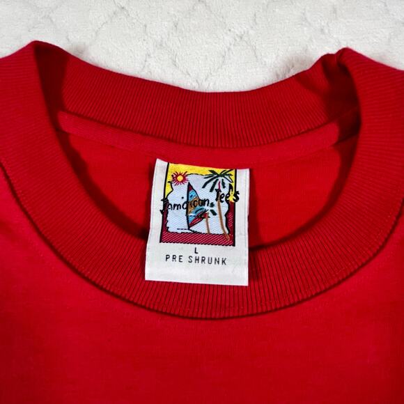 Jamaican Tees “No Problem Mon!” Embroidered Red T-Shirt Men’s Sz L - Picture 2 of 6
